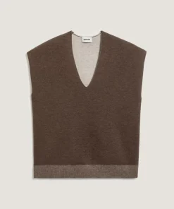 Rodier Pulls|Pull Nikita manches courtes col V marron havane