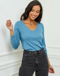 Soft Cashmere Pulls|Pull Orlane col V indigo