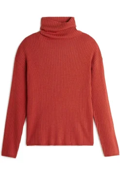 Rodier Pulls|Pull Ornella large col roulé orange rouille