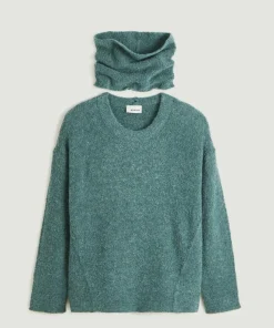Rodier Pulls|Pull Pensée col amovible vert de gris