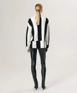 Rodier Pulls|Pull Pervenche en laine bicolore col montant noir