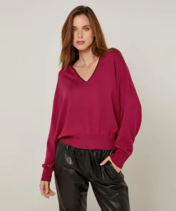 Rodier Pulls|Pull Petronille en Laine mélangée rouge grenat