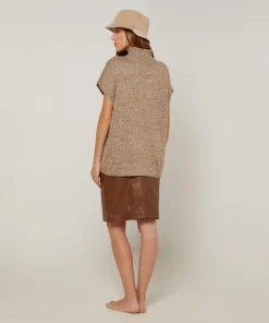 Rodier Pulls|Pull Phoebe col roulé sans manches marron