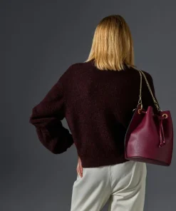 Rodier Pulls|Pull Plume col manches bouffantes rouge bordeaux