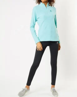 Odlo Pulls|Pull polaire technique col zippé Roy vert/bleu