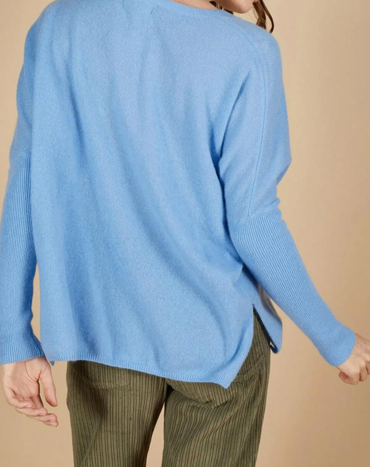 Cashmere Tribu Pulls|Pull poncho 100% Cachemire Alizée col rond bleu topaze