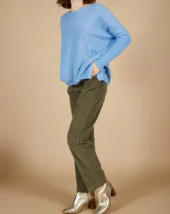 Cashmere Tribu Pulls|Pull poncho 100% Cachemire Alizée col rond bleu topaze