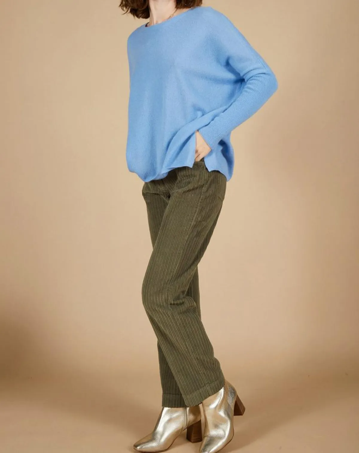 Cashmere Tribu Pulls|Pull poncho 100% Cachemire Alizée col rond bleu topaze