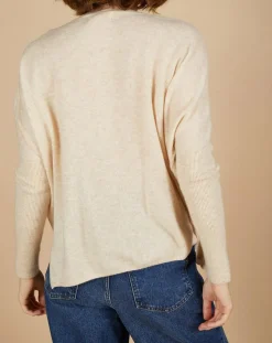 Cashmere Tribu Pulls|Pull poncho 100% Cachemire Alizée col rond beige chiné