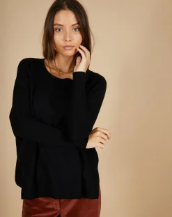 Cashmere Tribu Pulls|Pull poncho 100% Cachemire Alizée col rond noir