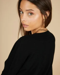 Cashmere Tribu Pulls|Pull poncho 100% Cachemire Alizée col rond noir