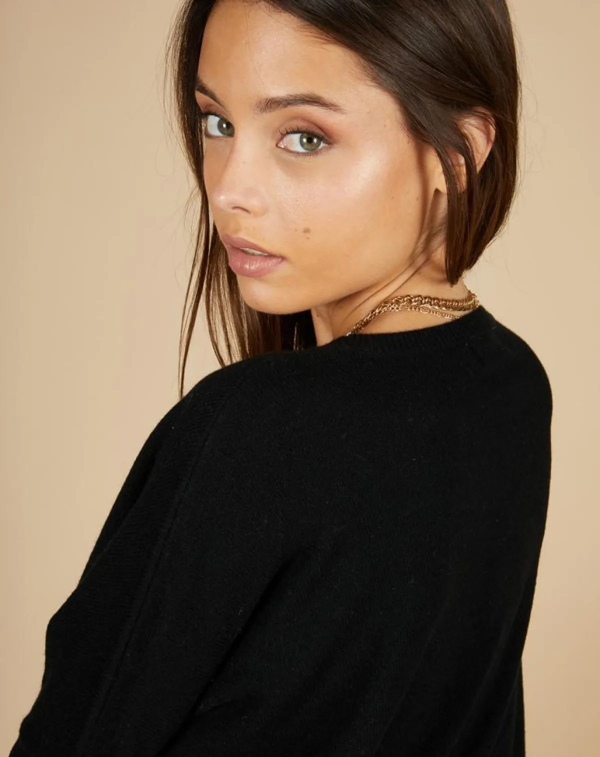 Cashmere Tribu Pulls|Pull poncho 100% Cachemire Alizée col rond noir