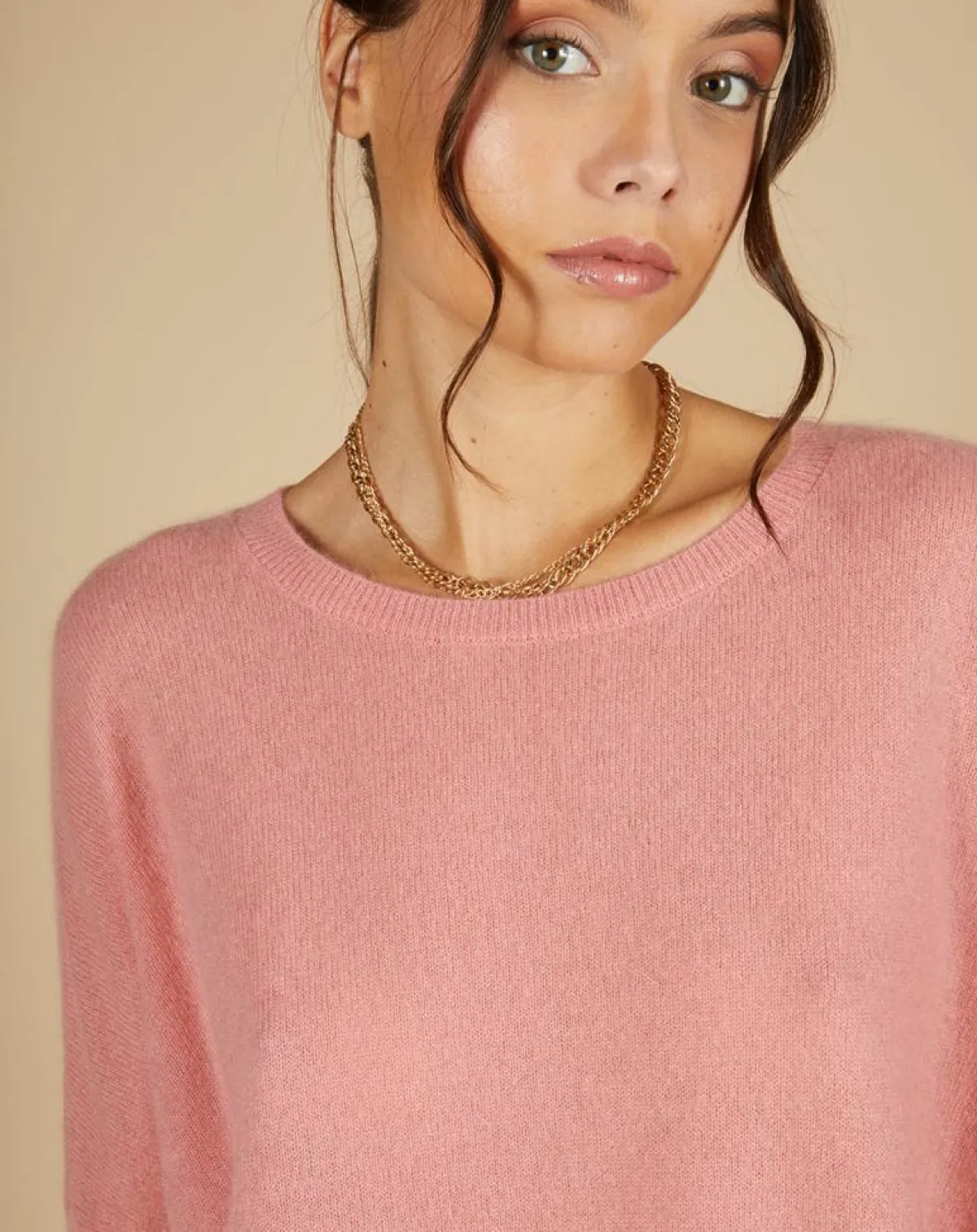 Cashmere Tribu Pulls|Pull poncho 100% Cachemire Alizée col rond bois de rose