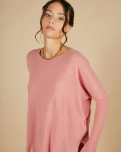 Cashmere Tribu Pulls|Pull poncho 100% Cachemire Alizée col rond bois de rose