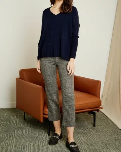 Miss Cashmere Pulls|Pull poncho 100% Cachemire Axelle Col V bleu marine