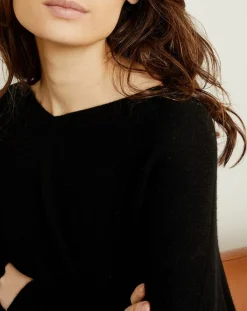 Miss Cashmere Pulls|Pull poncho 100% Cachemire Axelle Col V noir