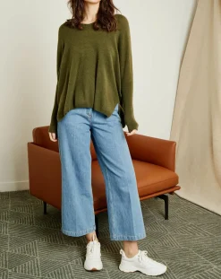 Miss Cashmere Pulls|Pull poncho 100% Cachemire Axelle Col V kaki