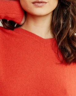 Miss Cashmere Pulls|Pull poncho 100% Cachemire col V Chloé à bande cocktail/bleu marine