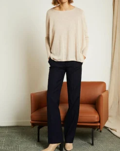 Miss Cashmere Pulls|Pull poncho 100% Cachemire Elisabeth Col rond beige chiné