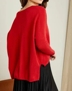 Miss Cashmere Pulls|Pull poncho 100% Cachemire Elisabeth Col rond sangria