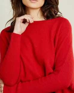 Miss Cashmere Pulls|Pull poncho 100% Cachemire Elisabeth Col rond sangria