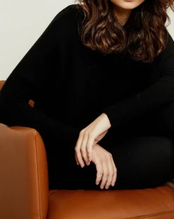 Miss Cashmere Pulls|Pull poncho 100% Cachemire Elisabeth Col rond noir