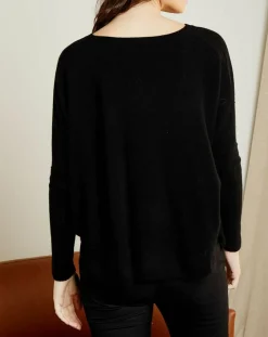 Miss Cashmere Pulls|Pull poncho 100% Cachemire Elisabeth Col rond noir