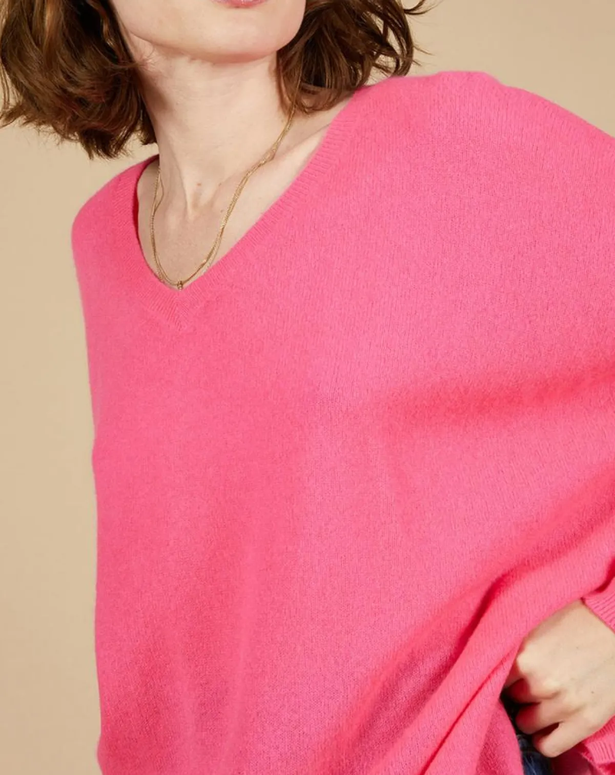 Cashmere Tribu Pulls|Pull poncho 100% Cachemire Emma col V tulipe