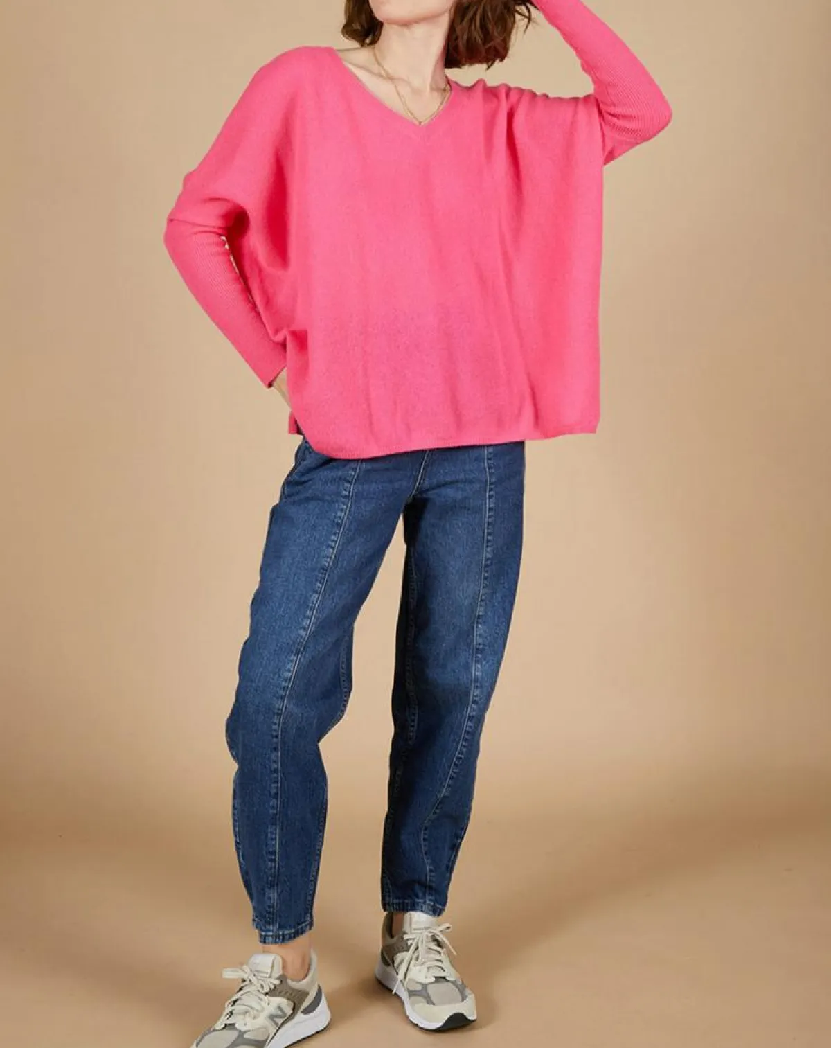 Cashmere Tribu Pulls|Pull poncho 100% Cachemire Emma col V tulipe