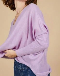 Cashmere Tribu Pulls|Pull poncho 100% Cachemire Emma col V glycine