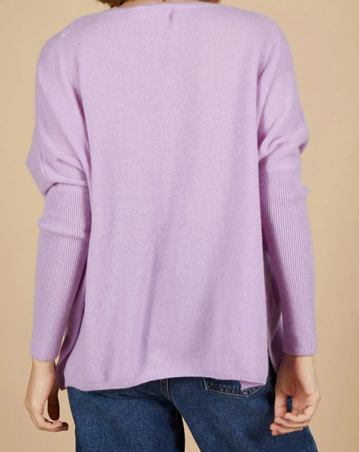 Cashmere Tribu Pulls|Pull poncho 100% Cachemire Emma col V glycine