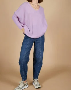 Cashmere Tribu Pulls|Pull poncho 100% Cachemire Emma col V glycine