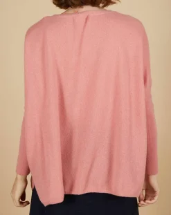 Cashmere Tribu Pulls|Pull poncho 100% Cachemire Emma col V bois de rose