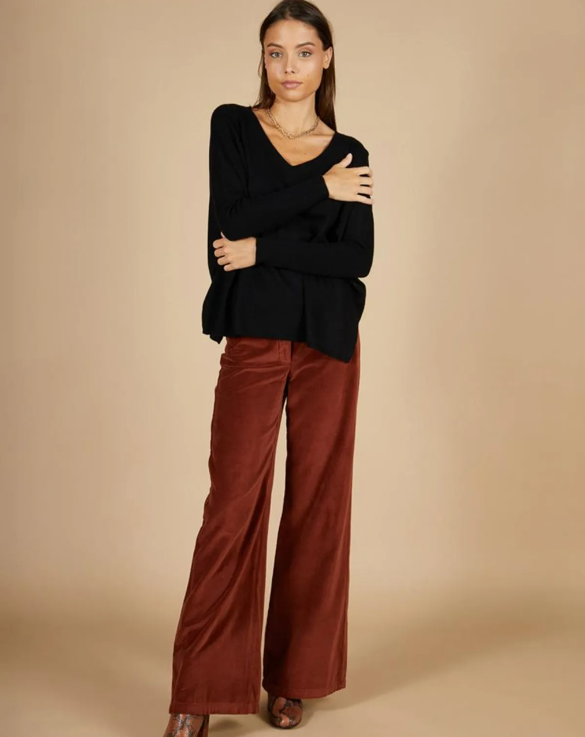 Cashmere Tribu Pulls|Pull poncho 100% Cachemire Emma col V noir