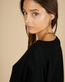 Cashmere Tribu Pulls|Pull poncho 100% Cachemire Emma col V noir