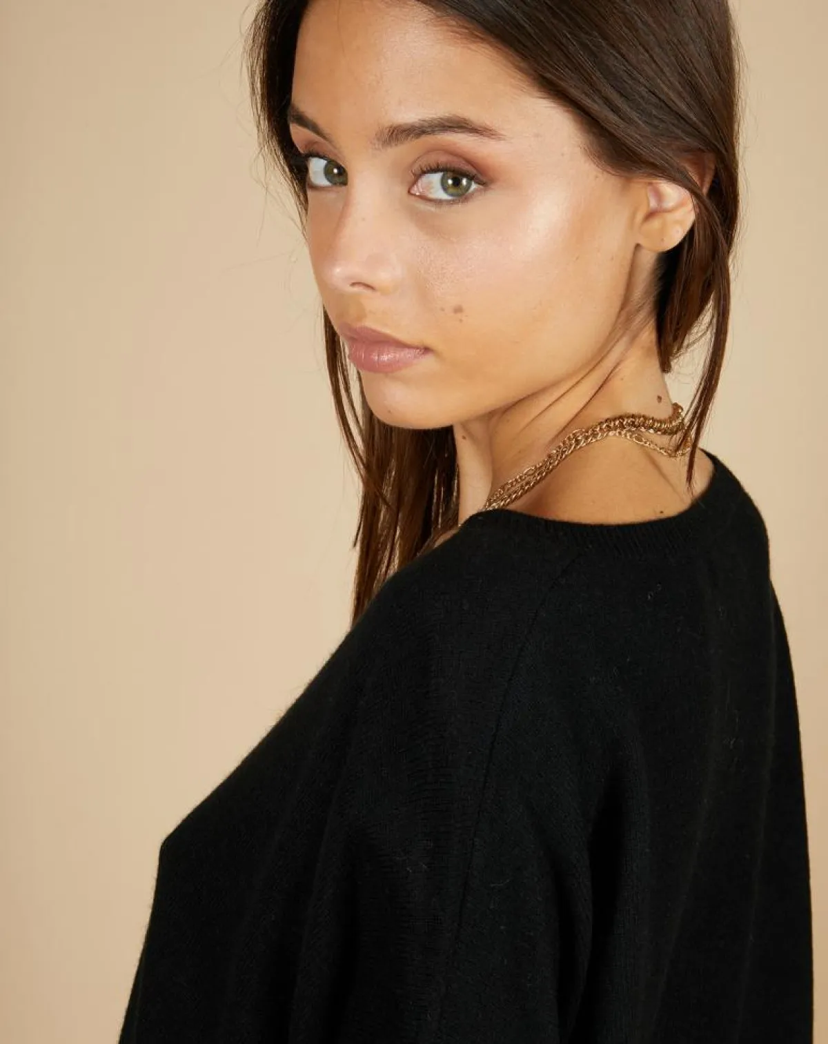 Cashmere Tribu Pulls|Pull poncho 100% Cachemire Emma col V noir