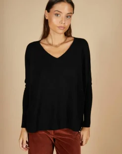 Cashmere Tribu Pulls|Pull poncho 100% Cachemire Emma col V noir