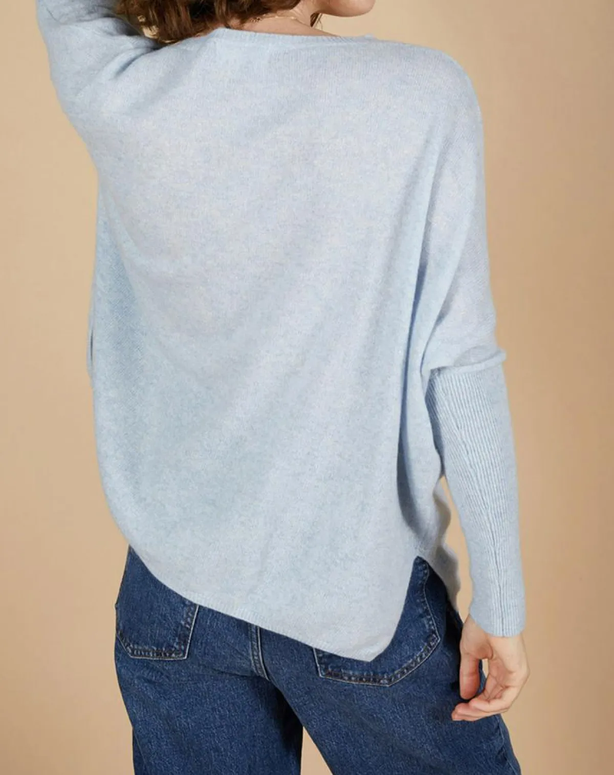 Cashmere Tribu Pulls|Pull poncho 100% Cachemire Emma col V ciel