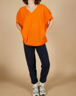 Cashmere Tribu Pulls|Pull poncho 100% Cachemire Kelly col V manches courtes mangue