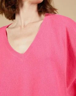 Cashmere Tribu Pulls|Pull poncho 100% Cachemire Kelly col V manches courtes tulipe