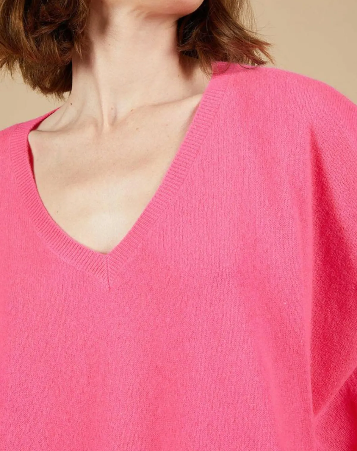 Cashmere Tribu Pulls|Pull poncho 100% Cachemire Kelly col V manches courtes tulipe