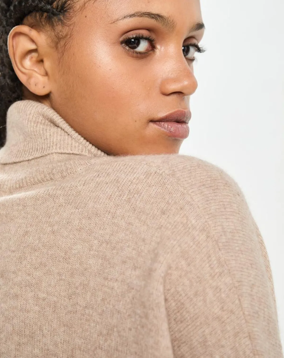 Cashmere Tribu Pulls|Pull poncho 100% Cachemire Lola col roulé chataigne