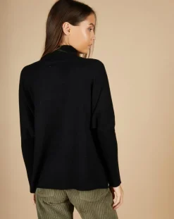 Cashmere Tribu Pulls|Pull poncho 100% Cachemire Lola col roulé noir