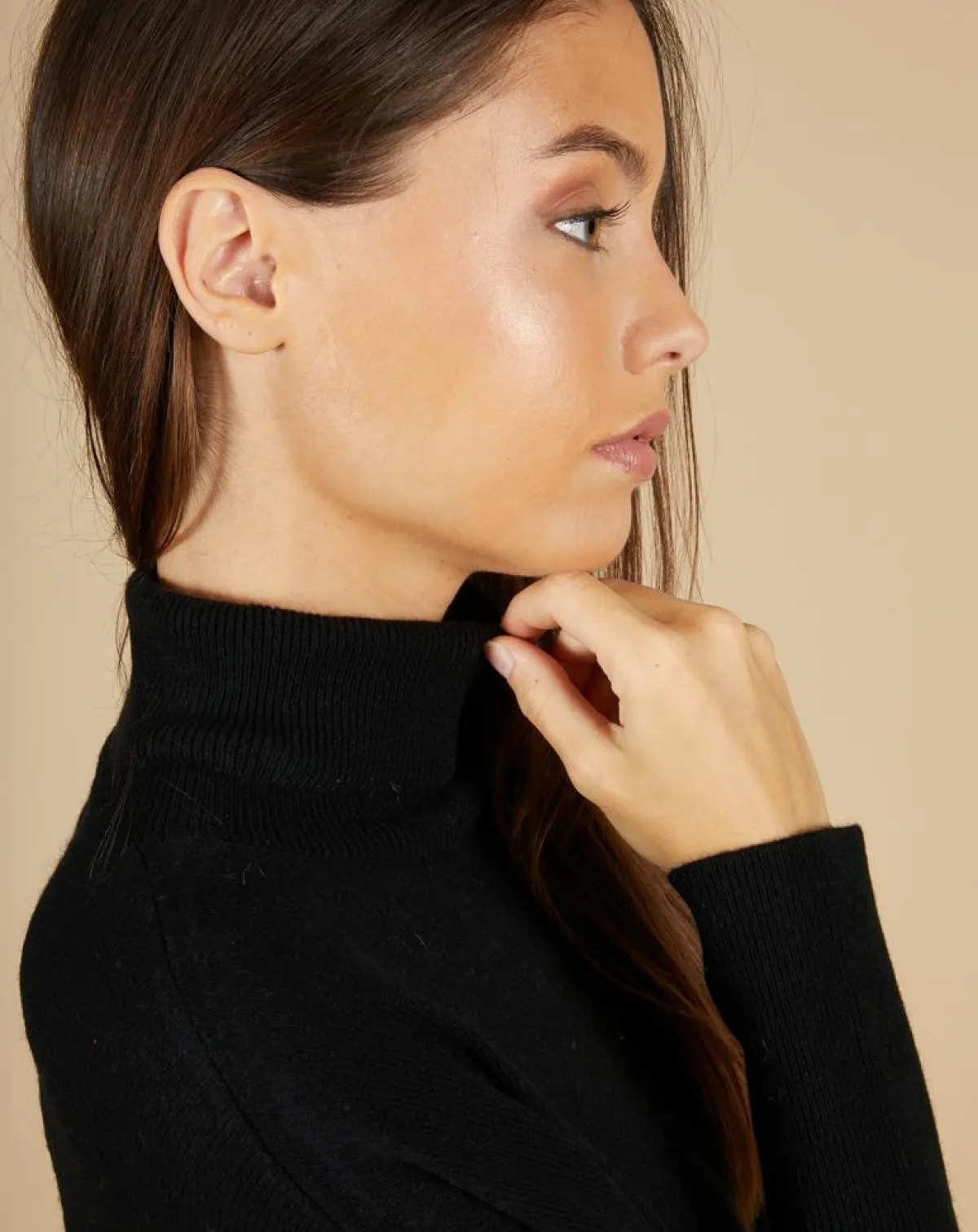 Cashmere Tribu Pulls|Pull poncho 100% Cachemire Lola col roulé noir