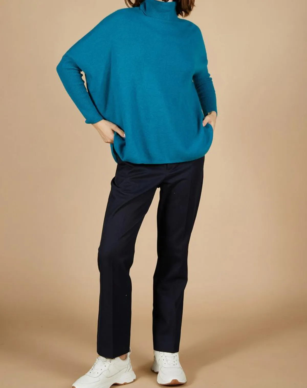 Cashmere Tribu Pulls|Pull poncho 100% Cachemire Lola col roulé agami