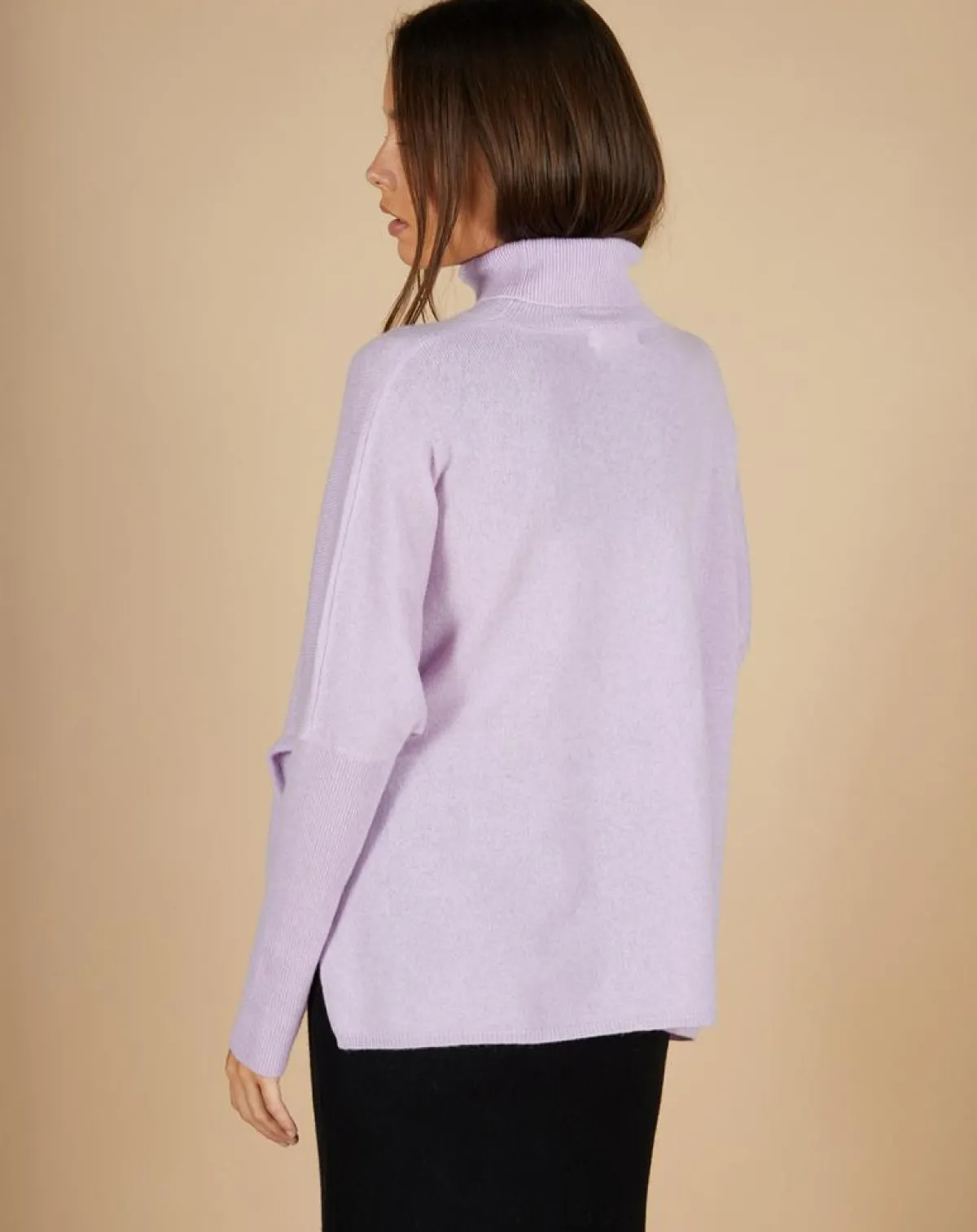 Cashmere Tribu Pulls|Pull poncho 100% Cachemire Lola col roulé lilas