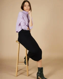 Cashmere Tribu Pulls|Pull poncho 100% Cachemire Lola col roulé lilas