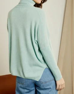 Miss Cashmere Pulls|Pull poncho 100% Cachemire Olivia Col roulé amande