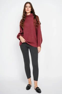 Assuili Sweats|Pull poncho col roulé bordeaux