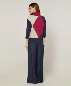 Rodier Pulls|Pull Priscille en Laine mélangée rouge grenat